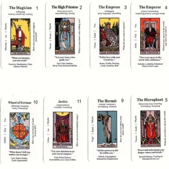 Classic Tarot ✦ 78-Card Beginner Deck ✦ Keywords, Meanings & Guidebook in Black - Picture 5 of 7